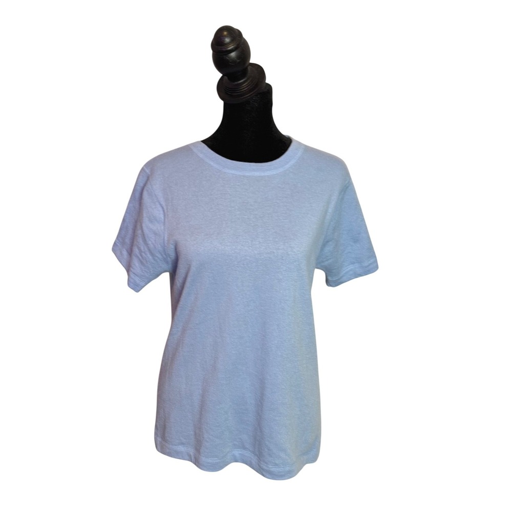 Mai 100% Cashmere Light Blue Knit Top Womens XL Short Sleeve Minimalist Capsule